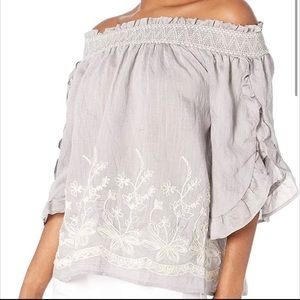 Moon River EUC, embroidered in a beautiful silver gray